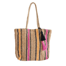Charger l'image dans la galerie, Sac cabas en raphia rayé