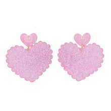 Charger l'image dans la galerie, Boucles cœurs roses à paillettes