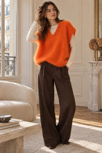 Charger l'image dans la galerie, Pull sans manche Col V mohair - Orange