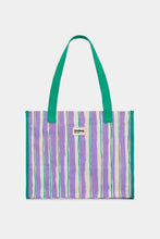 Charger l'image dans la galerie, Sac cabas Claude - Rayures vert et parme