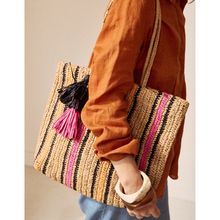 Charger l'image dans la galerie, Sac cabas en raphia rayé
