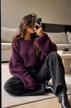 Charger l'image dans la galerie, Pull col rond en mohair et laine - Mauve