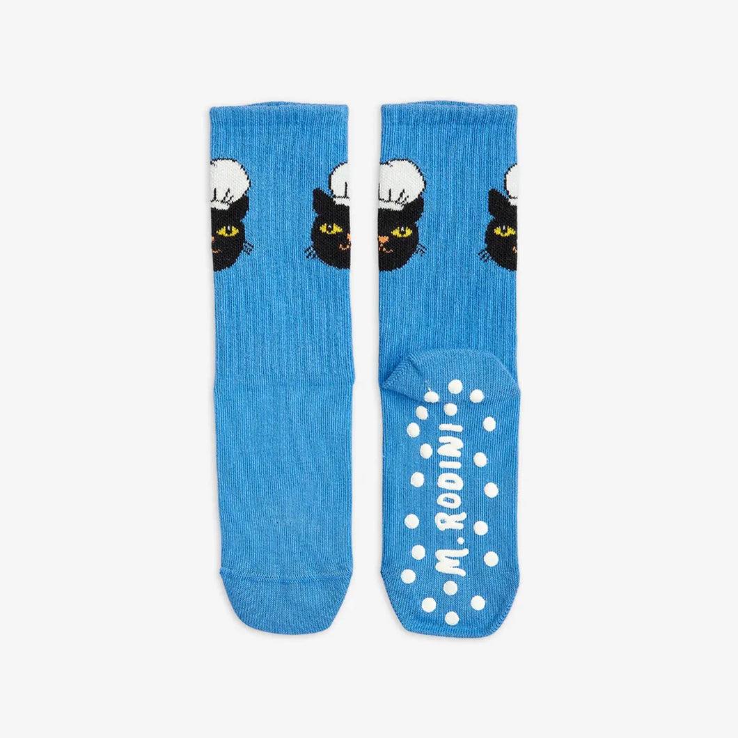 Chef Cat Anti-Slip Socks Blue