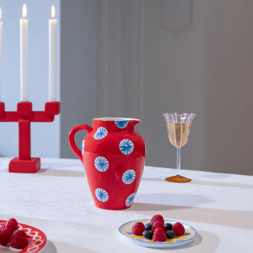 jug, carafe, red, rouge, festivo, &klevering,  green, terra, cuisine, eau, maison, déco, vase, tournai, lille, bruxelles, courtrai