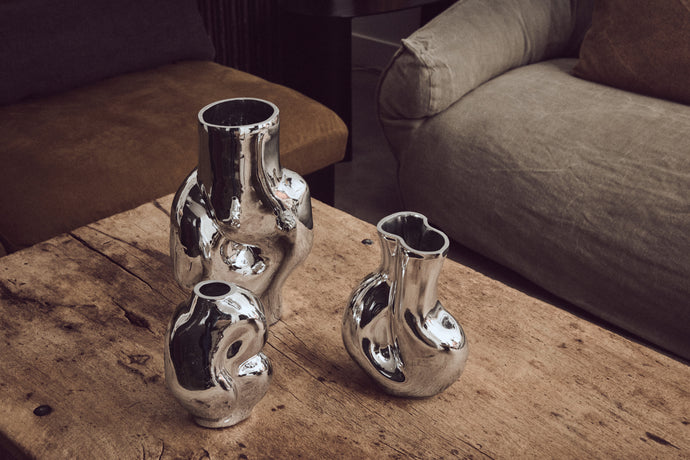 vase, chrome, fleurs, décoration, home, maison, hkliving