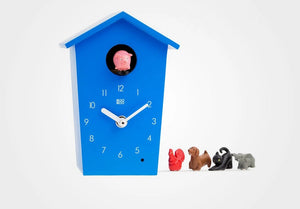 Horloge bleue à coucou moderne avec sons d'animaux