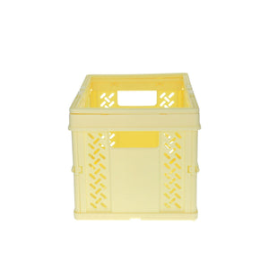 Caisse de rangement pliable en plastique jaune