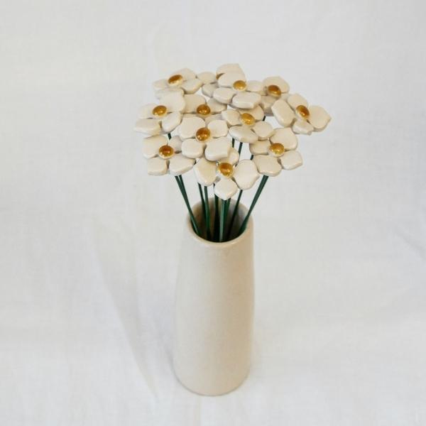 Fleur en céramique hortensia blanc