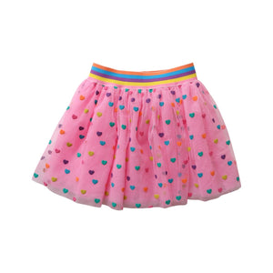 Jupe tutu rose coeurs multicolores