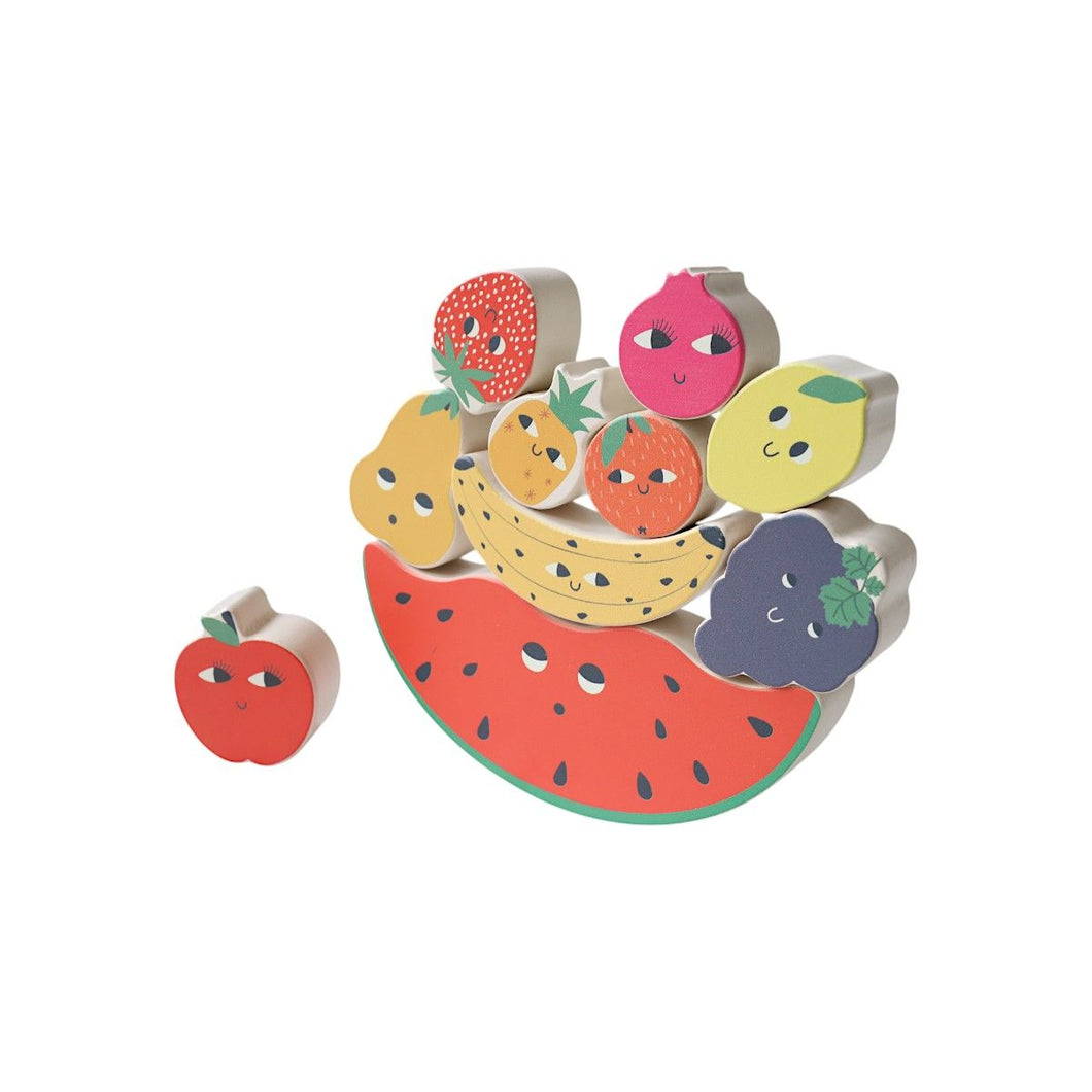 Jeu d'équilibre fruits en bois