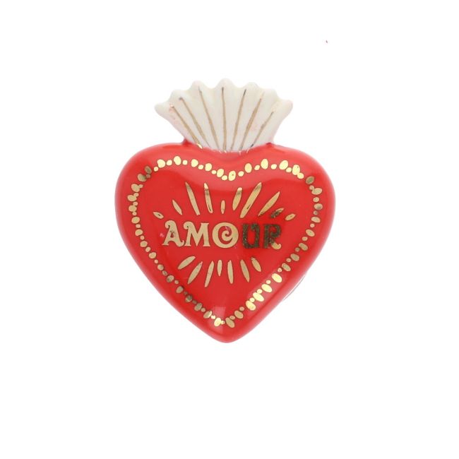 Porte-bonheur en céramique coeur ex-voto - Amour