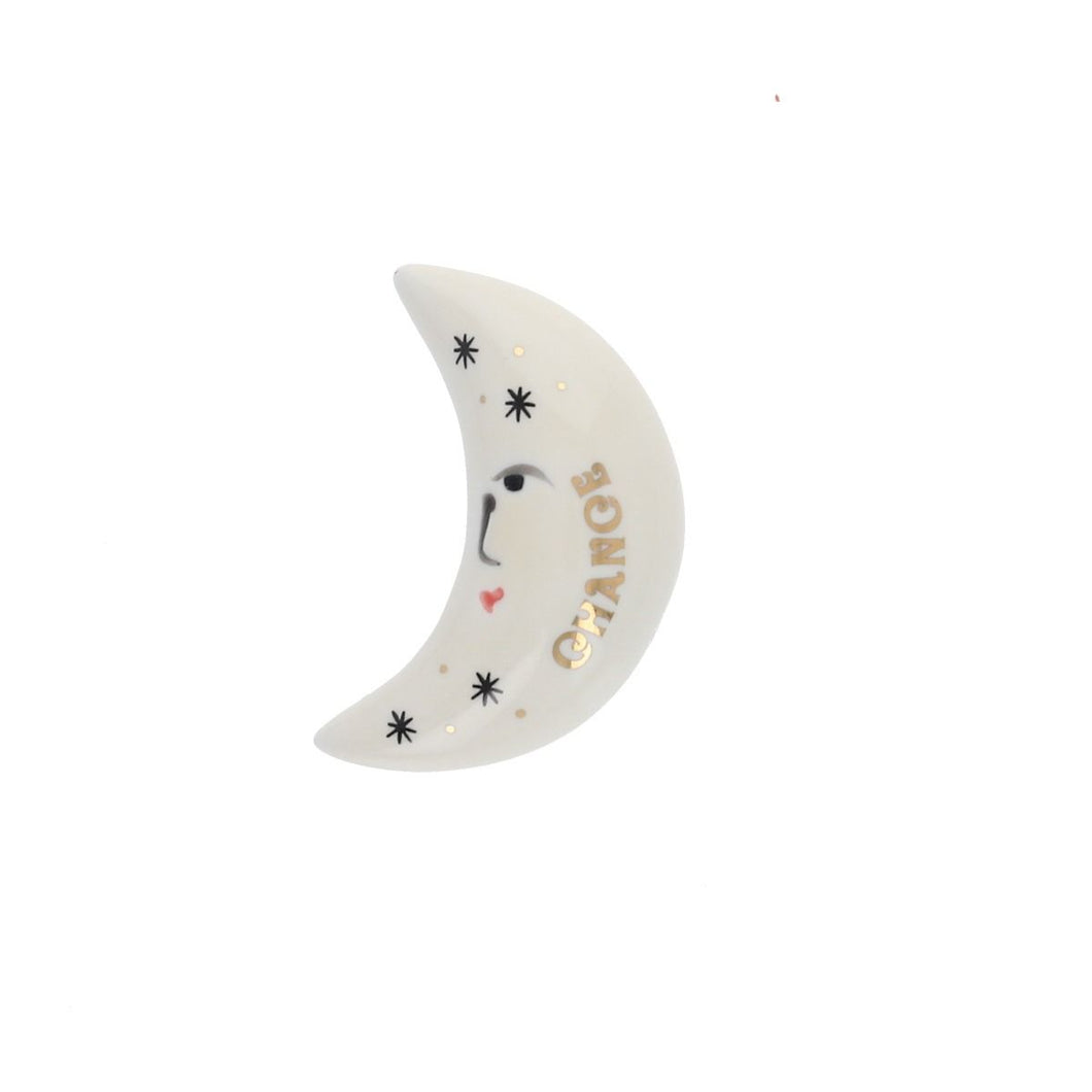 Porte-bonheur en céramique lune écrue - Chance