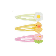 Charger l'image dans la galerie, Lot de 3 barrettes fleurs et poussin
