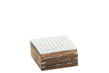 Charger l&#39;image dans la galerie, 4 Sous-Verre à facettes argentées et bois d&#39;acacia
