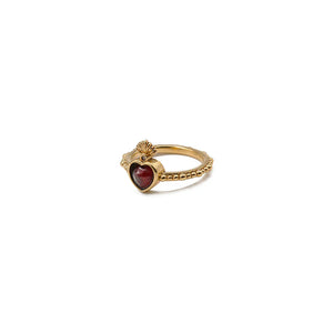 Bague Sacha coeur flamme : Grenat ou Serpentine