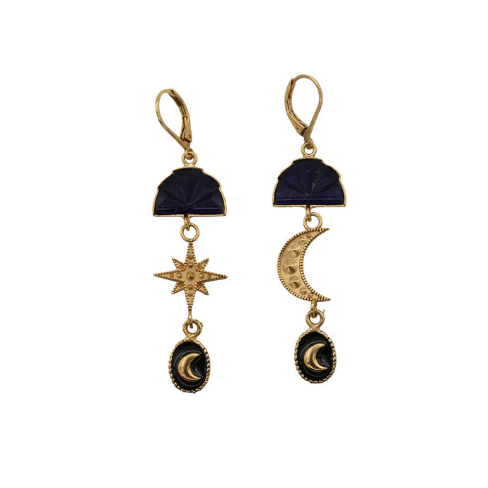 boucles, oreilles, laiton, or, lune, soleil, la2l, green, terra, bijoux, tournai, bruxelles, lille, courtrai