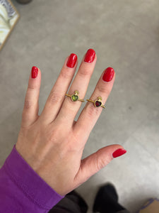 Bague Sacha coeur flamme : Grenat ou Serpentine