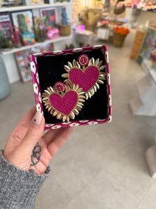 Boucles d'oreilles en perles cœur ex-voto