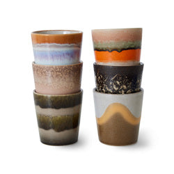 70s ceramics : coffee mugs, elements (set of 6)