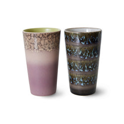 70s ceramics : latte mugs, forest (set of 2)