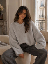 Charger l'image dans la galerie, Pull col rond en mohair et laine - Gris
