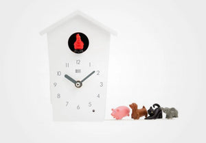 Horloge blanche à coucou moderne avec sons d'animaux