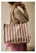 Charger l'image dans la galerie, Sac 24H en coton - Rayures noisettes
