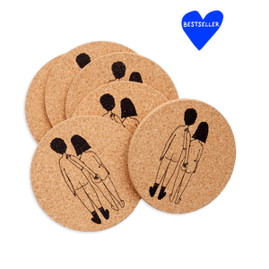 Lot de 6 sous-verres couple nu de dos