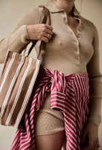 Charger l'image dans la galerie, Sac 24H en coton - Rayures noisettes
