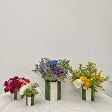 Charger l'image dans la galerie, Set de 4 pots à rayures vertes
