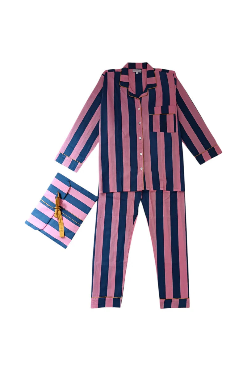 Pyjama 2 pièces Stripe rose