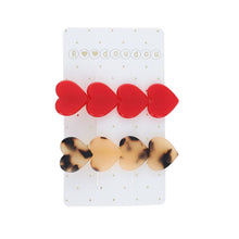 Charger l'image dans la galerie, Lot de 2 barrettes léopard et cœur rouge
