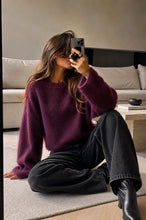 Charger l'image dans la galerie, Pull col rond en mohair et laine - Mauve

