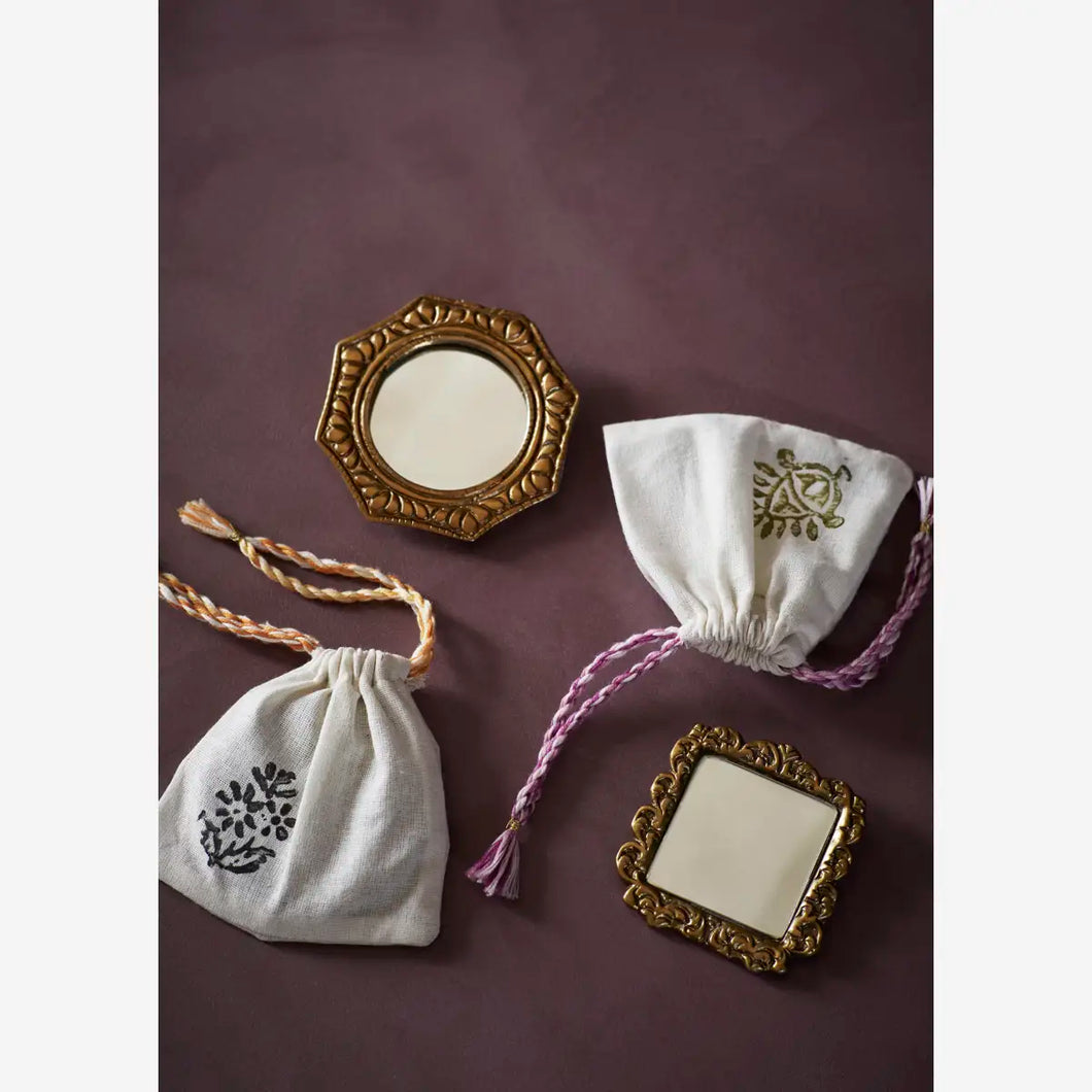 Miroir de poche et son pochon