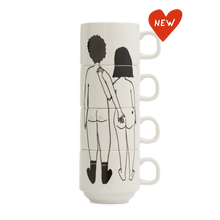 Charger l&#39;image dans la galerie, Set de 4 tasses avec anses empilables nakel couple

